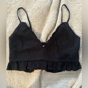 Abercrombie linen blend ruffle crop top